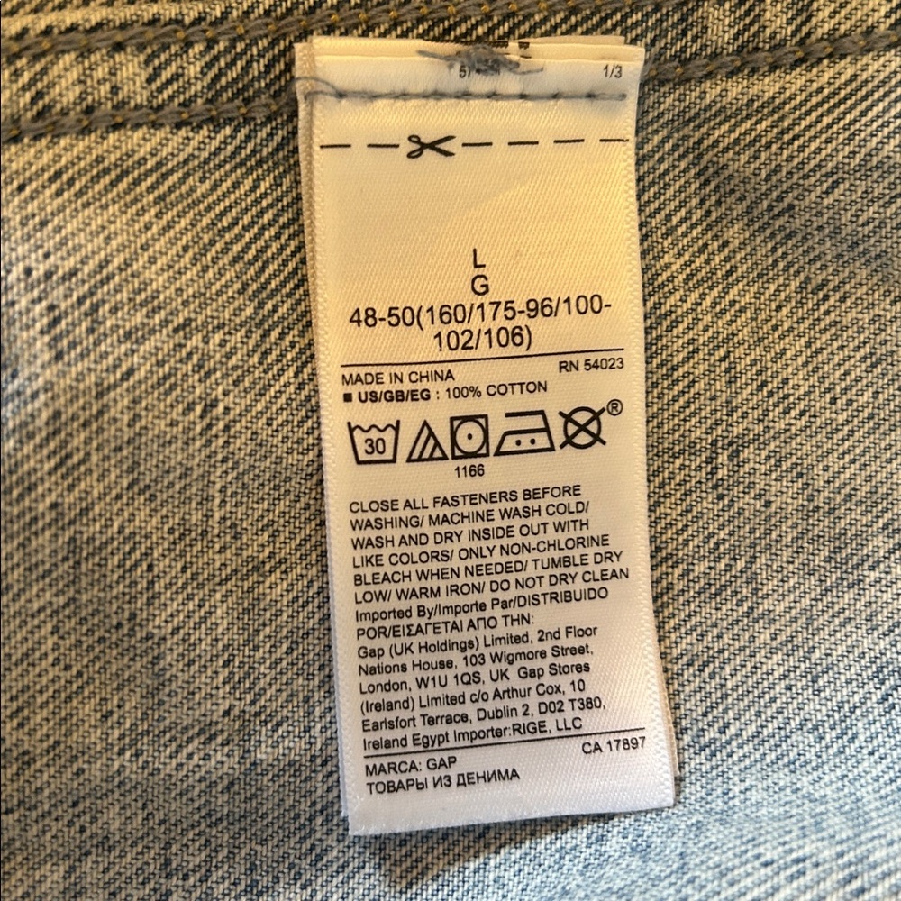 GAP Denim Classic Icon Jean Jacket Large Light Denim 100% Cotton MAMA Painted - Picture 8 of 16
